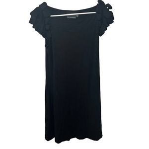 Women's Cynthia Rowley Ruffled Shoulder Black Dress Size M